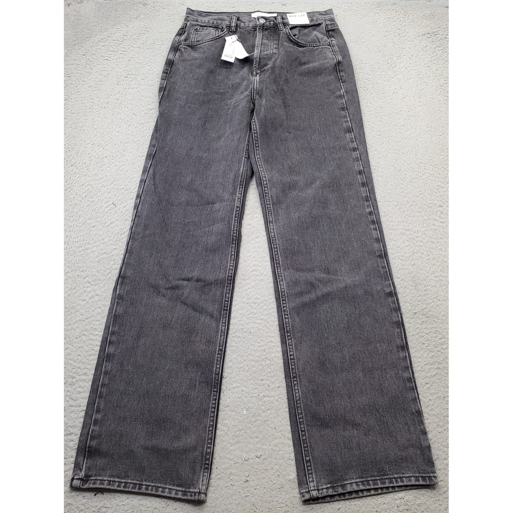 Topshop Jeans Womens 6 Gray Denim Dark Wash Regular Straight Leg Button Fly
